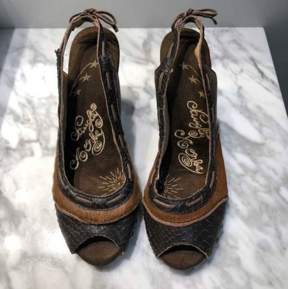 Peep toe slingbacks
